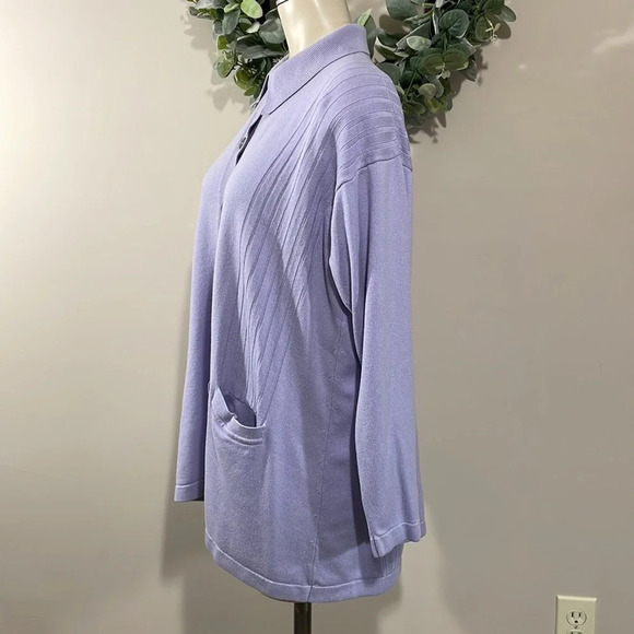 Jennifer Tyler Cashmere Silk Lavender Button Front Cardigan Sweater Pockets S - Picture 4 of 16